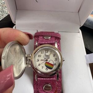 Frenzy NY new Rainbow Pink band Cover Watch girls ladies